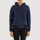 Rebella Blue Hooded Suede Bomber Jacket