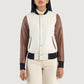 Savant White & Brown Hybrid Varsity Jacket