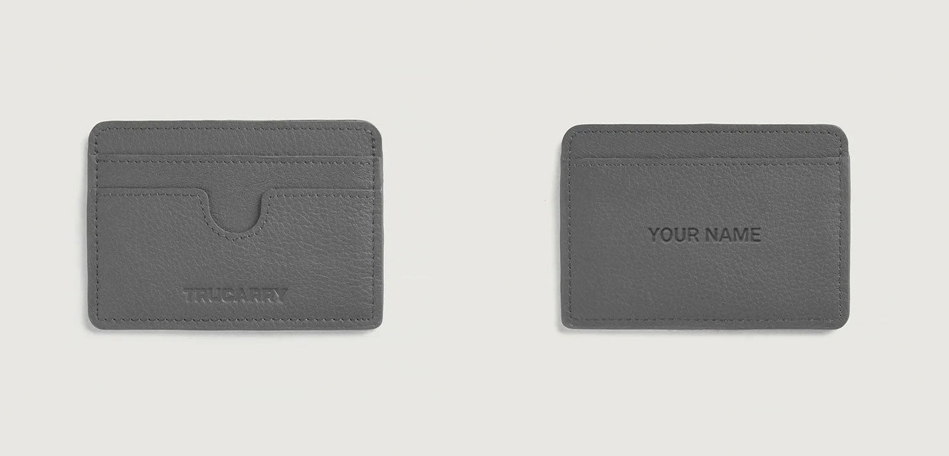 Personalized Leather Card Holder With Name/Initials Engraving - Add On