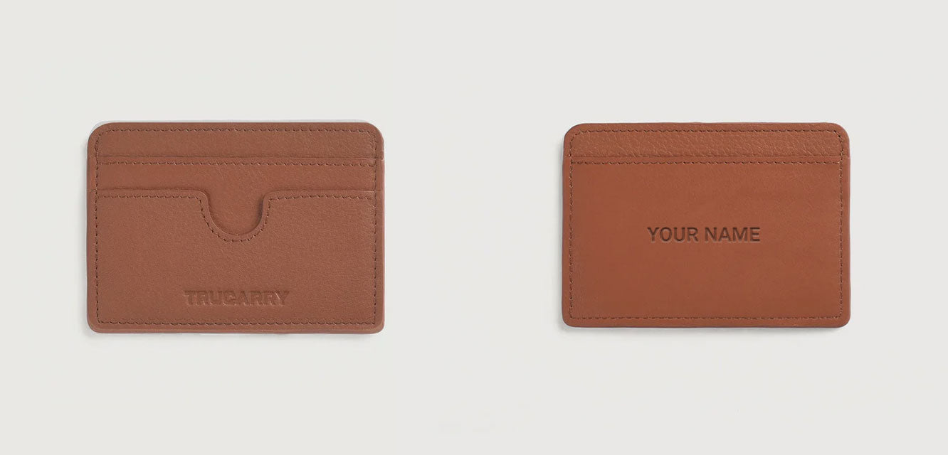 Personalized Leather Card Holder With Name/Initials Engraving - Add On