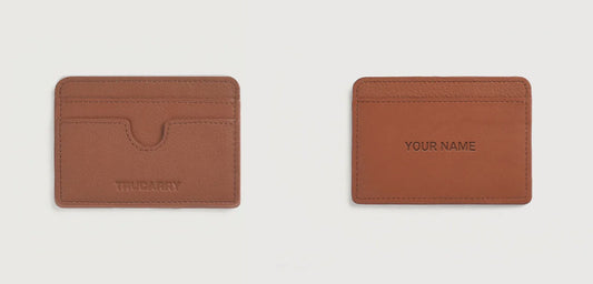 Personalized Leather Card Holder With Name/Initials Engraving - Add On